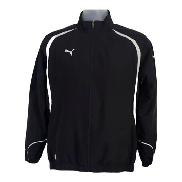 Puma Youth Boys Soft-Shell Black Jacket Full Zip Mesh-Lined Zipper-Pockets Large - Picture 12 of 12